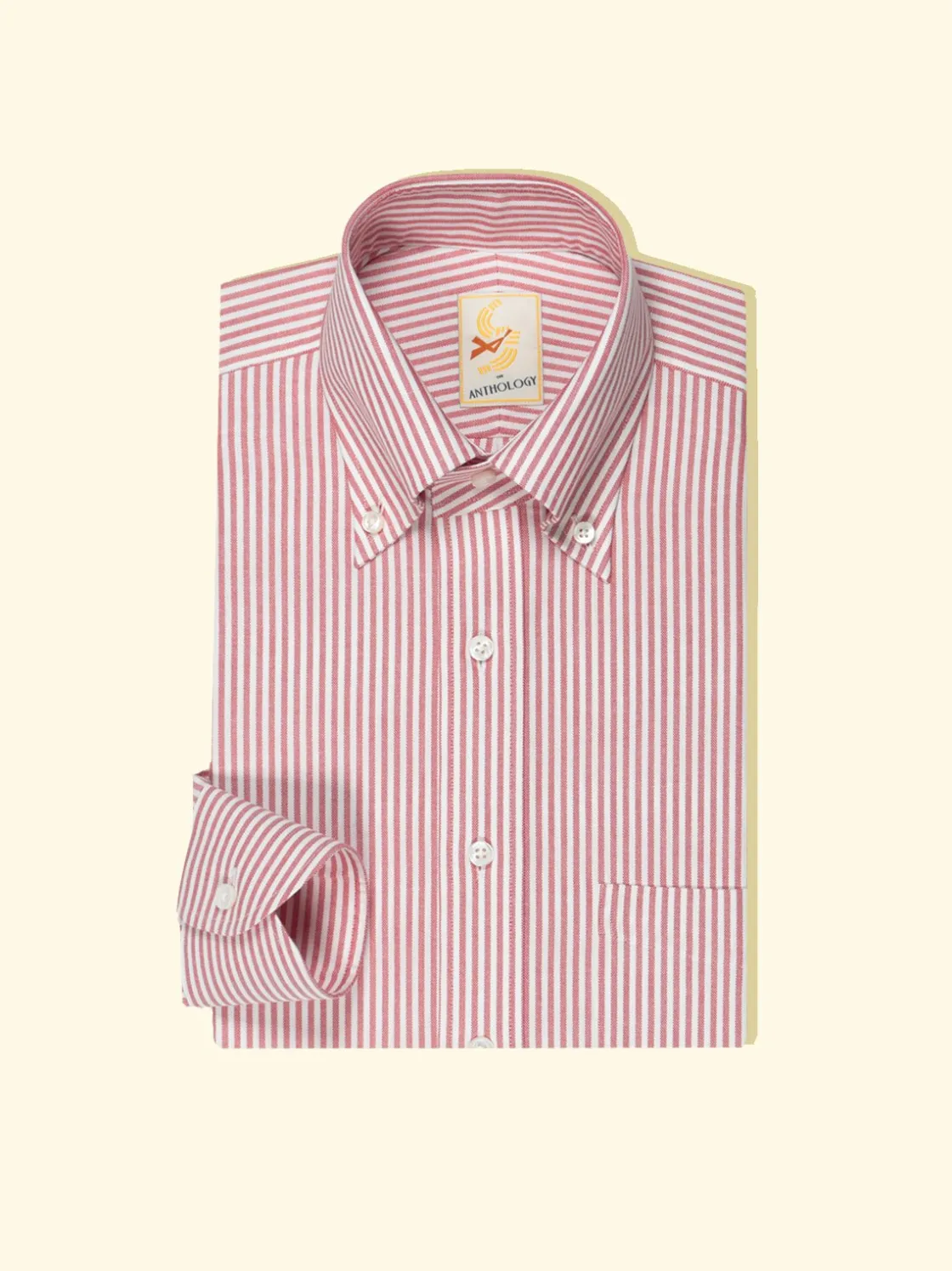 Shop The Anthology Berry Red and White Lightweight Oxford Button-down Shirt