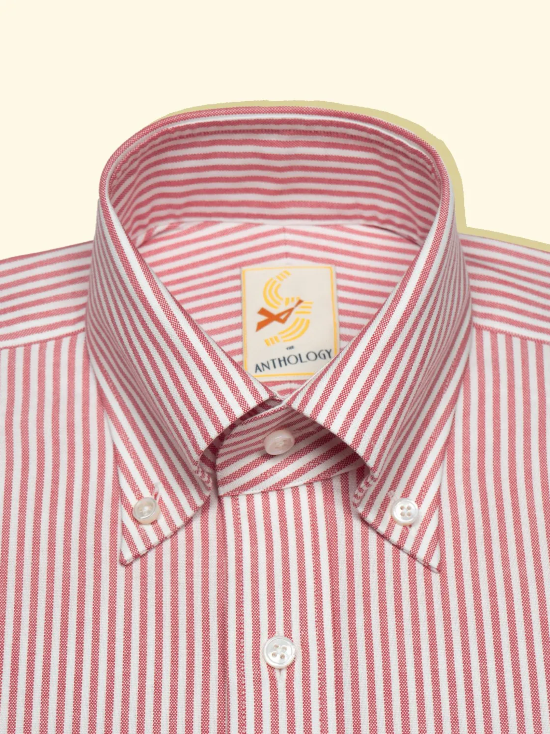 Shop The Anthology Berry Red and White Lightweight Oxford Button-down Shirt