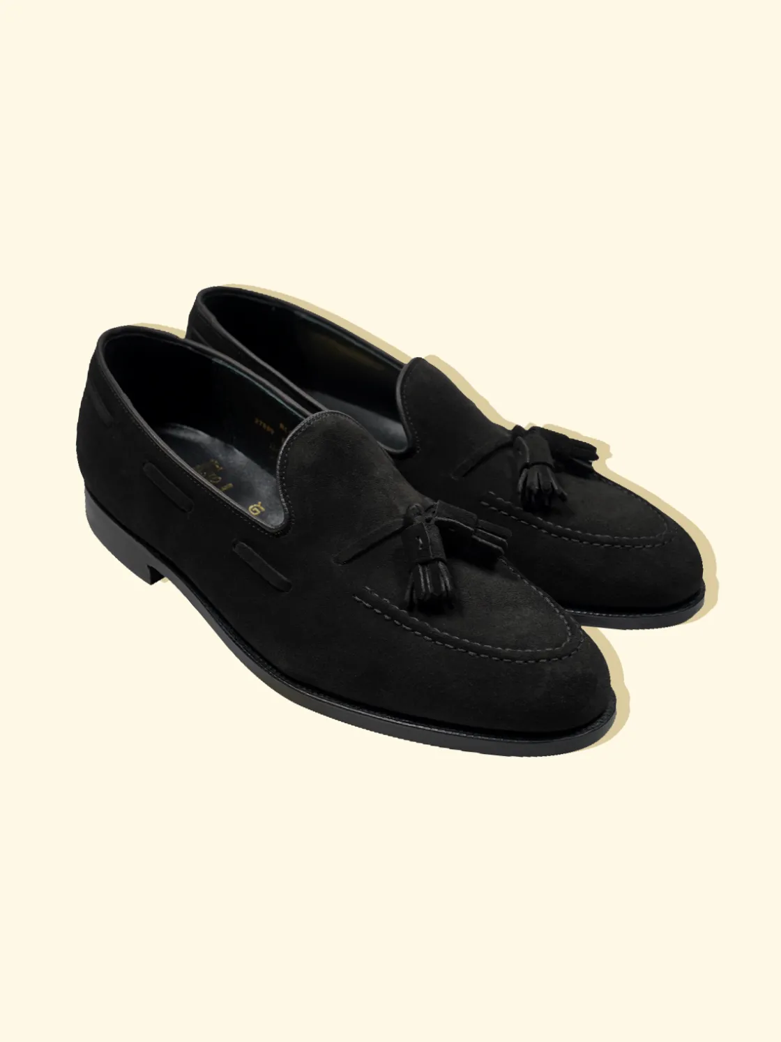 Best The Anthology Bloomsbury Tassel Loafers by Crockett & Jones for - Black Suede