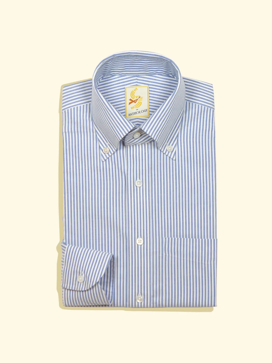 Online The Anthology Blue and White Brushed Oxford Button-Down Shirt