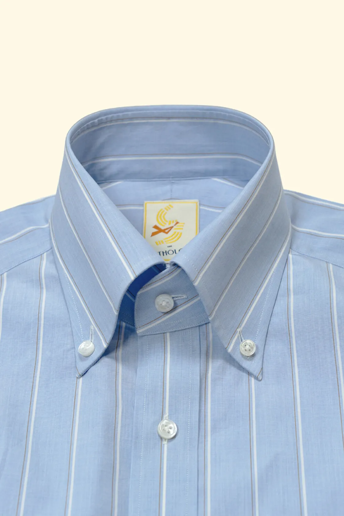 Online The Anthology Blue, White and Caramel Striped Button-Down Shirt