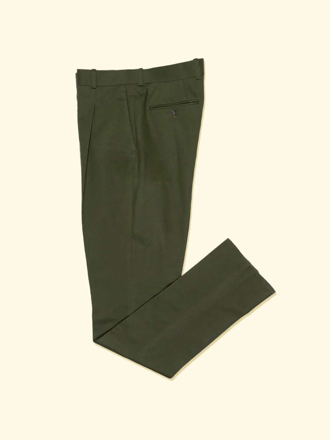 Shop The Anthology Brushed Cotton Pleated Trousers - Forest Green