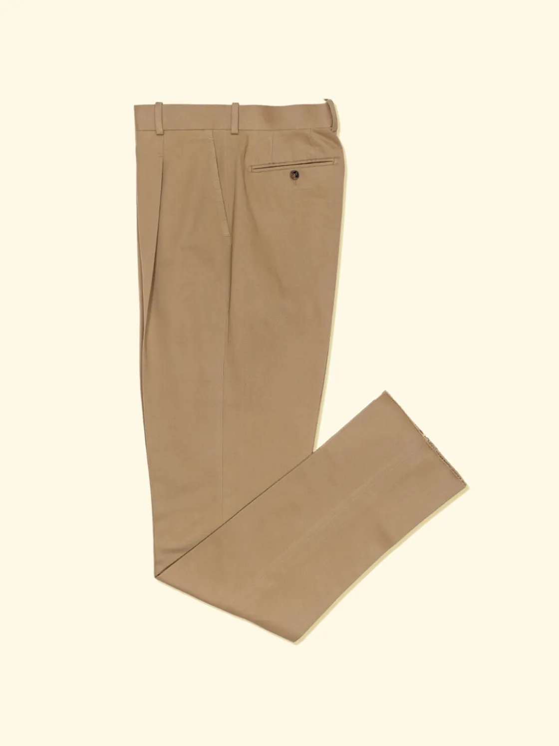 Shop The Anthology Brushed Cotton Pleated Trousers - Peanut Khaki