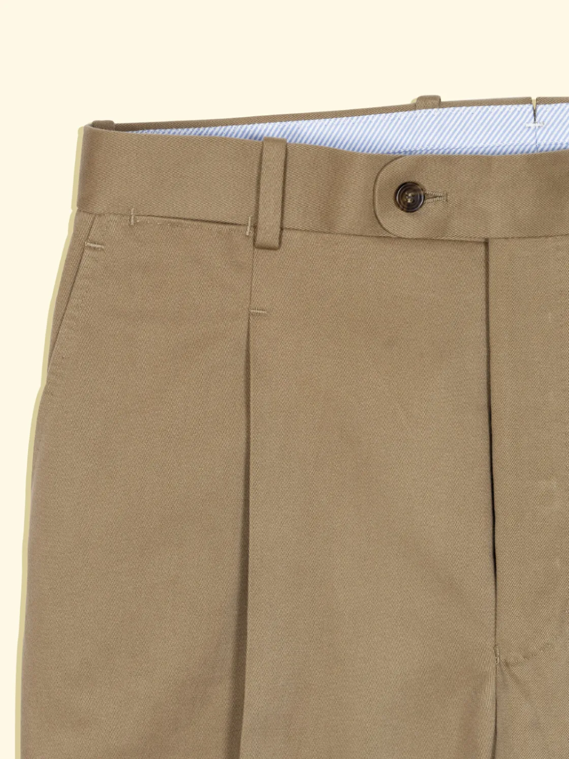 Shop The Anthology Brushed Cotton Pleated Trousers - Peanut Khaki