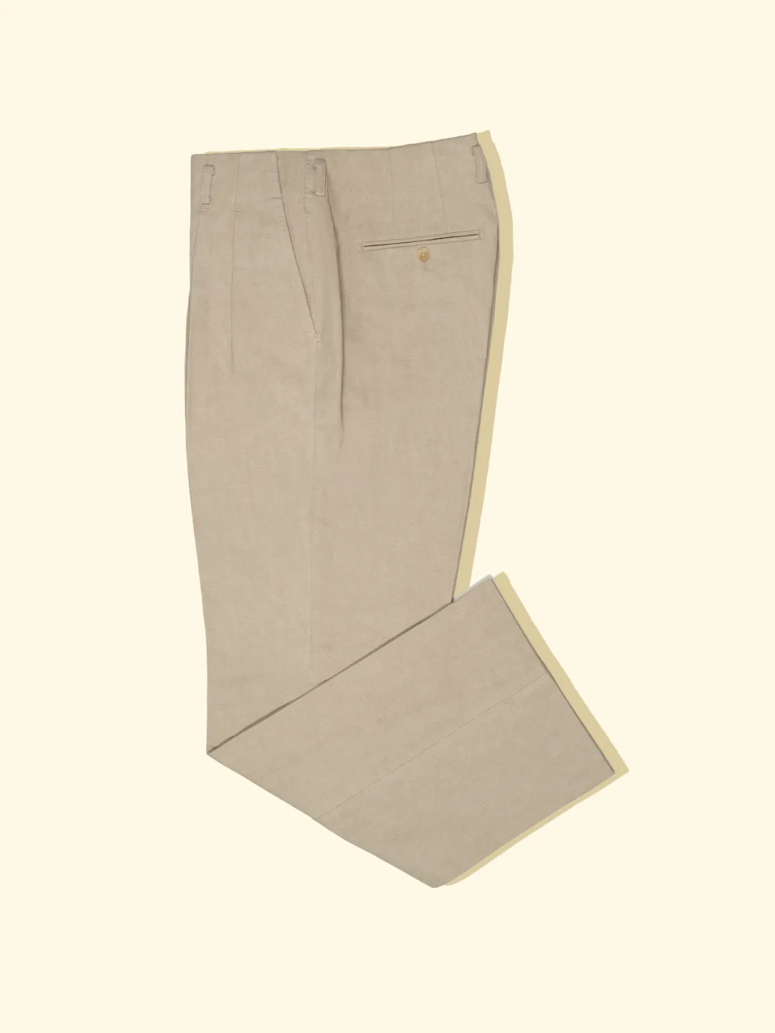 Online The Anthology Canvas Pleated Wide Trousers - Biscuit