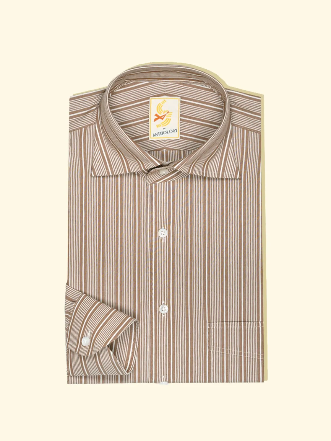 Best The Anthology Copper and White Striped Shirt