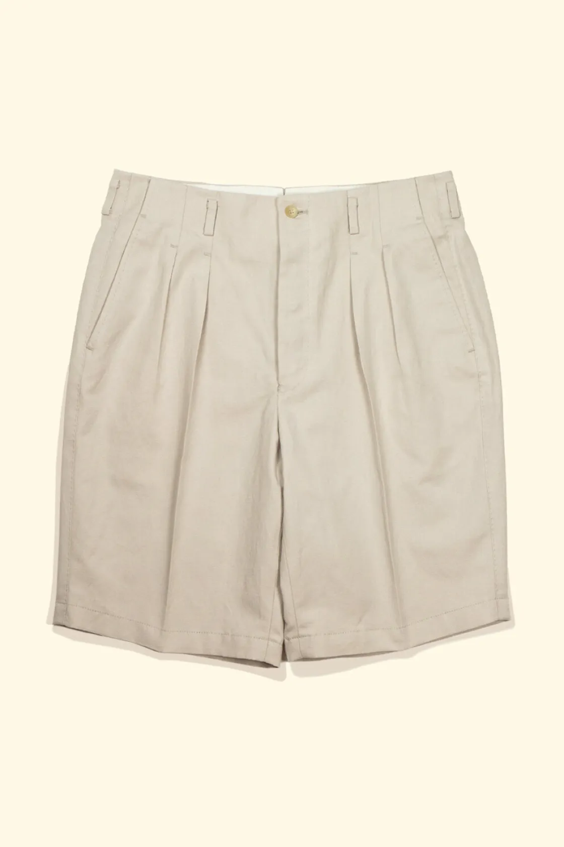 Clearance The Anthology Cotton/Linen Double Pleated Shorts - Sand