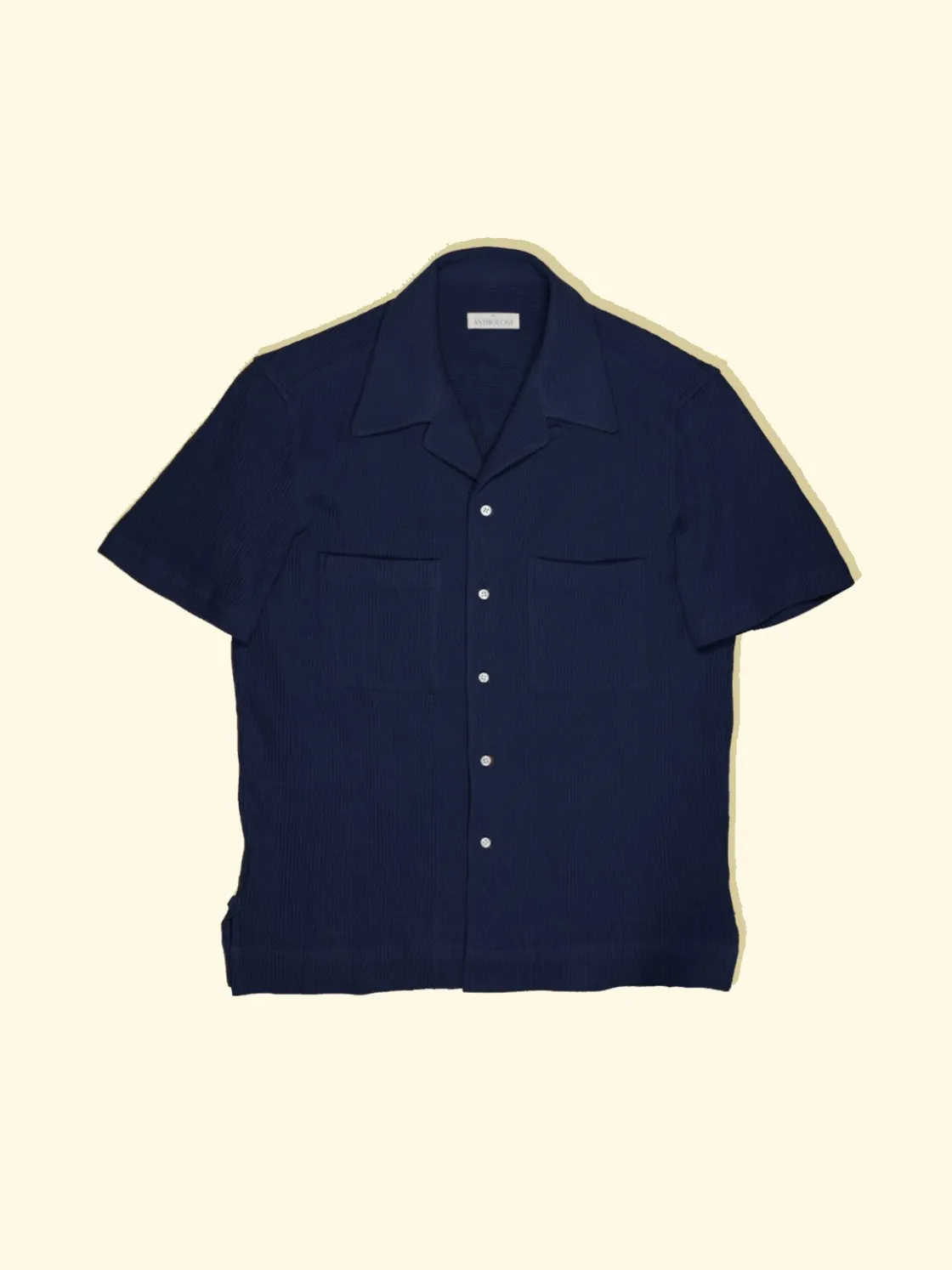 Online The Anthology Cuban Camp Collar Shirt - Navy Waffle