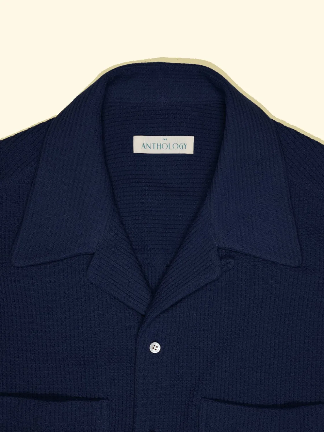 Online The Anthology Cuban Camp Collar Shirt - Navy Waffle