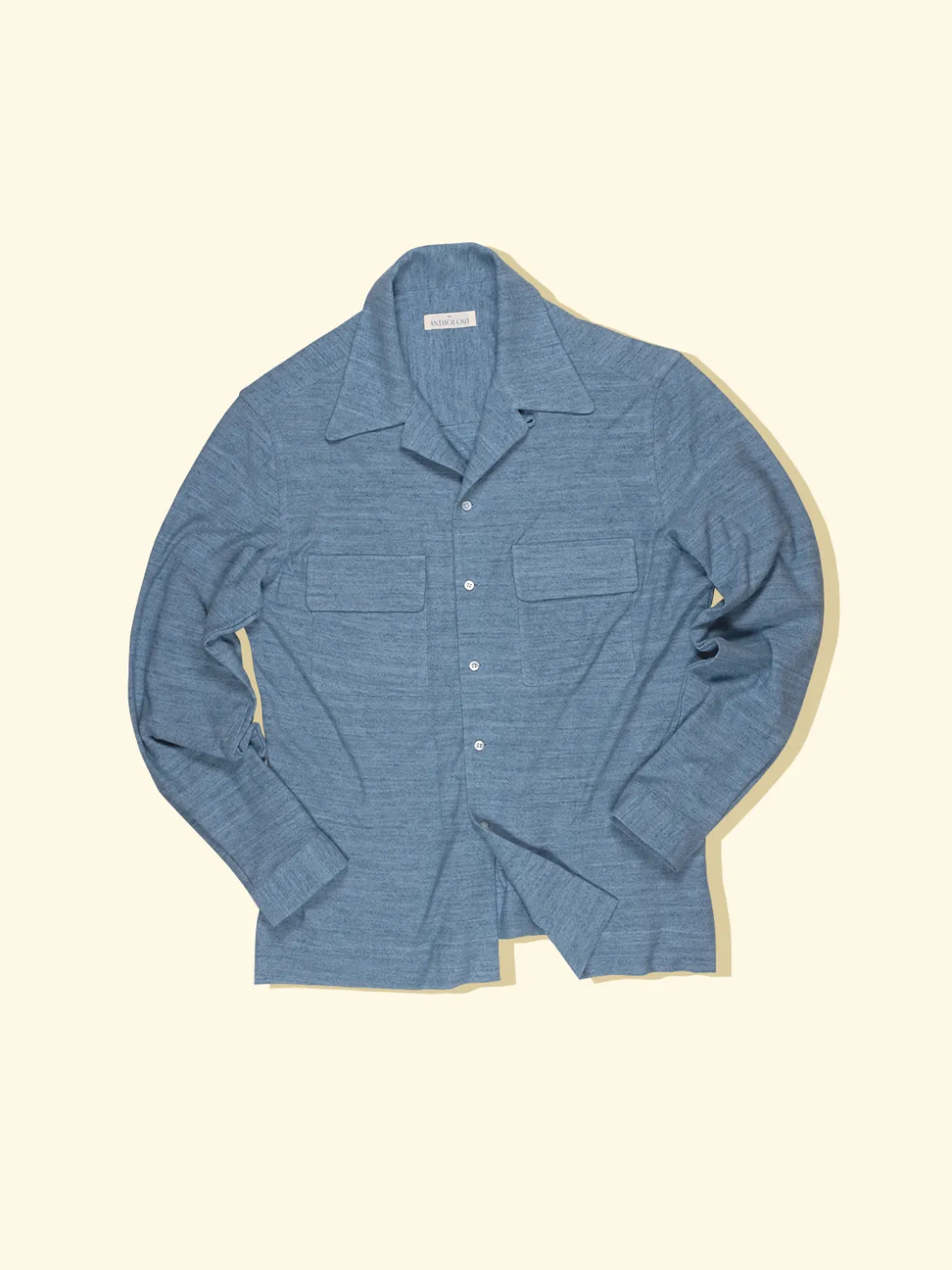 Clearance The Anthology Cuban Long Sleeve Jersey Shirt - Faded Denim