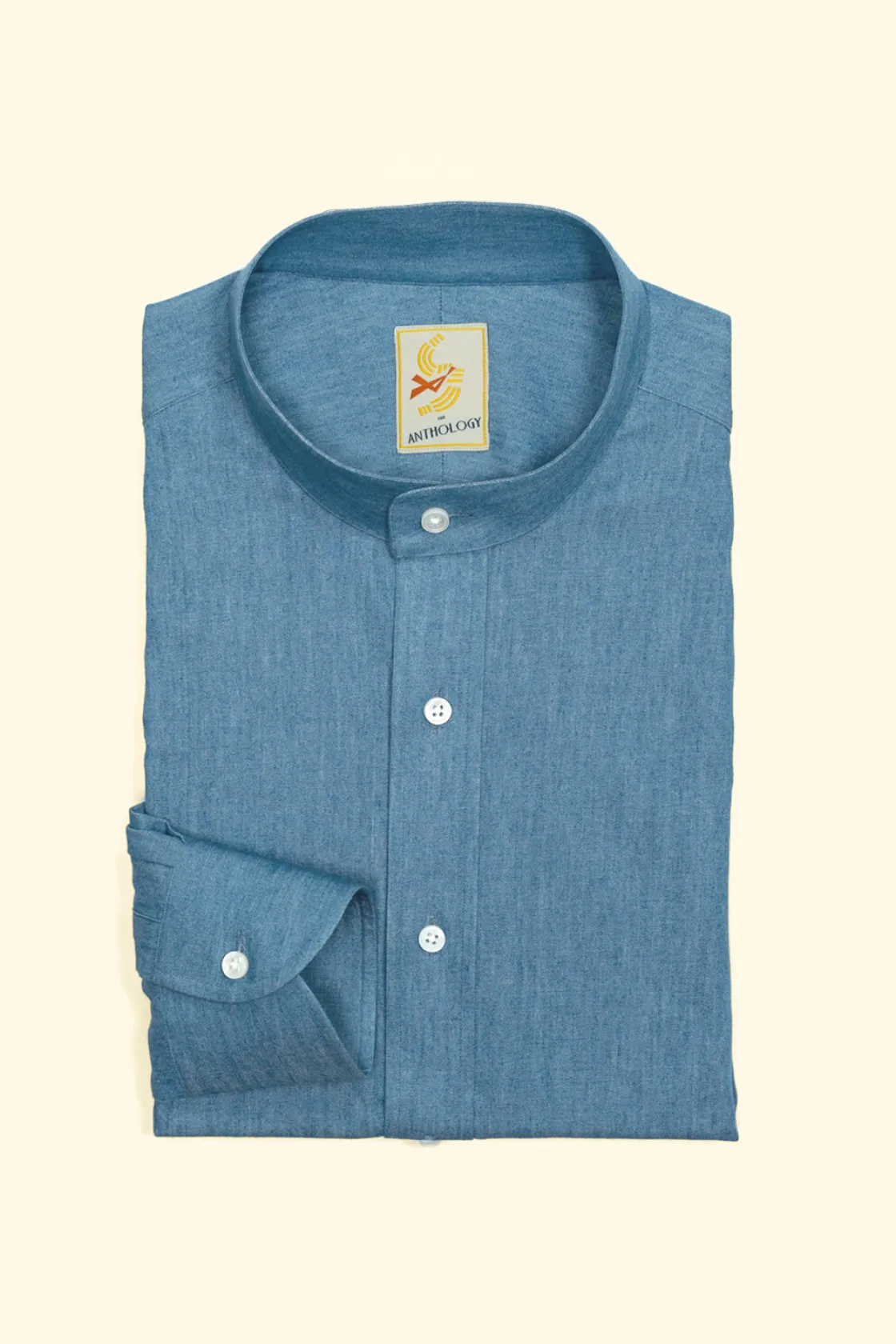 Fashion The Anthology Denim Band Collar Shirt