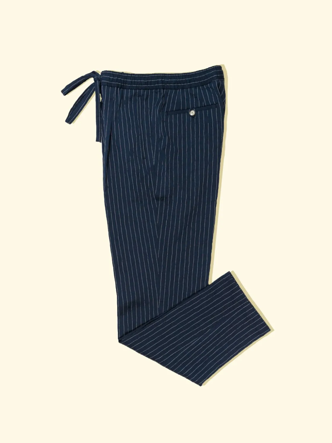 Store The Anthology Drawstring Trousers - Navy/White ‘Ripple’ Stripe