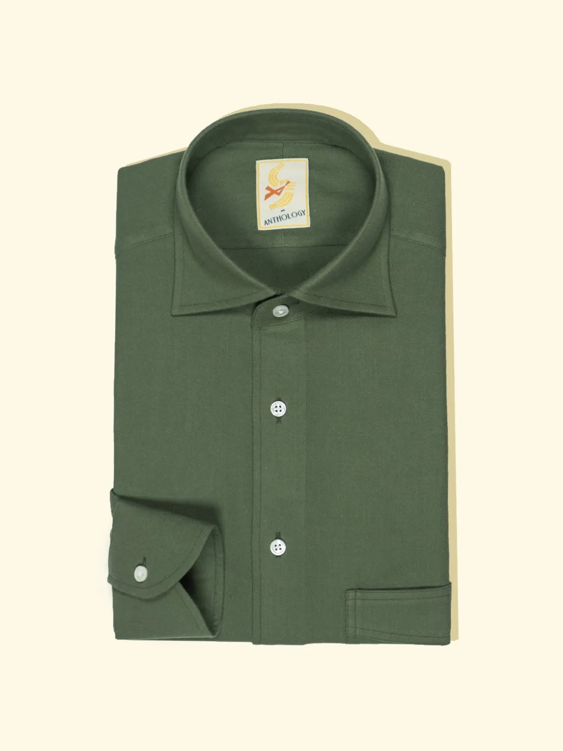 Best Sale The Anthology Fern Green Flanneled Cotton Shirt