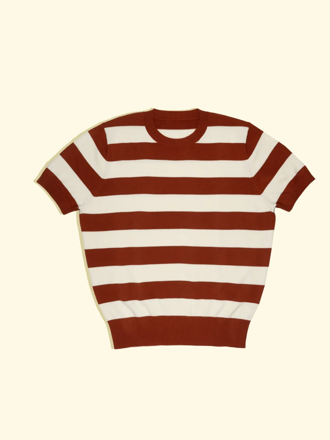 Sale The Anthology Knitted T-shirt - Brick Red/White Nautical Stripes