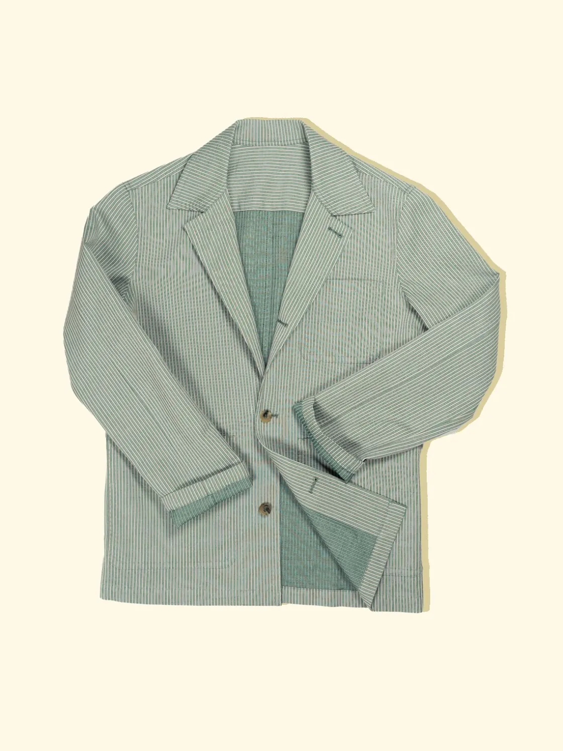 Best The Anthology Lazyman Jacket - Soft Teal Ribbed Stripe