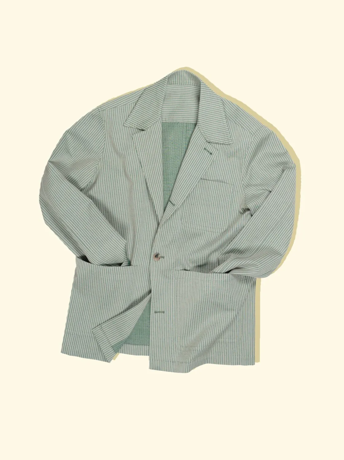 Best The Anthology Lazyman Jacket - Soft Teal Ribbed Stripe