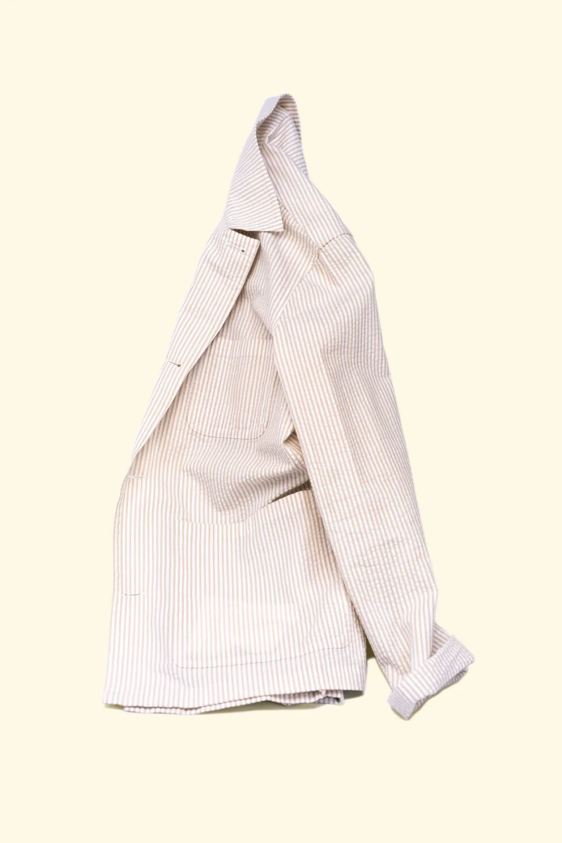 Clearance The Anthology Lazyman Jacket - White/Tan Seersucker