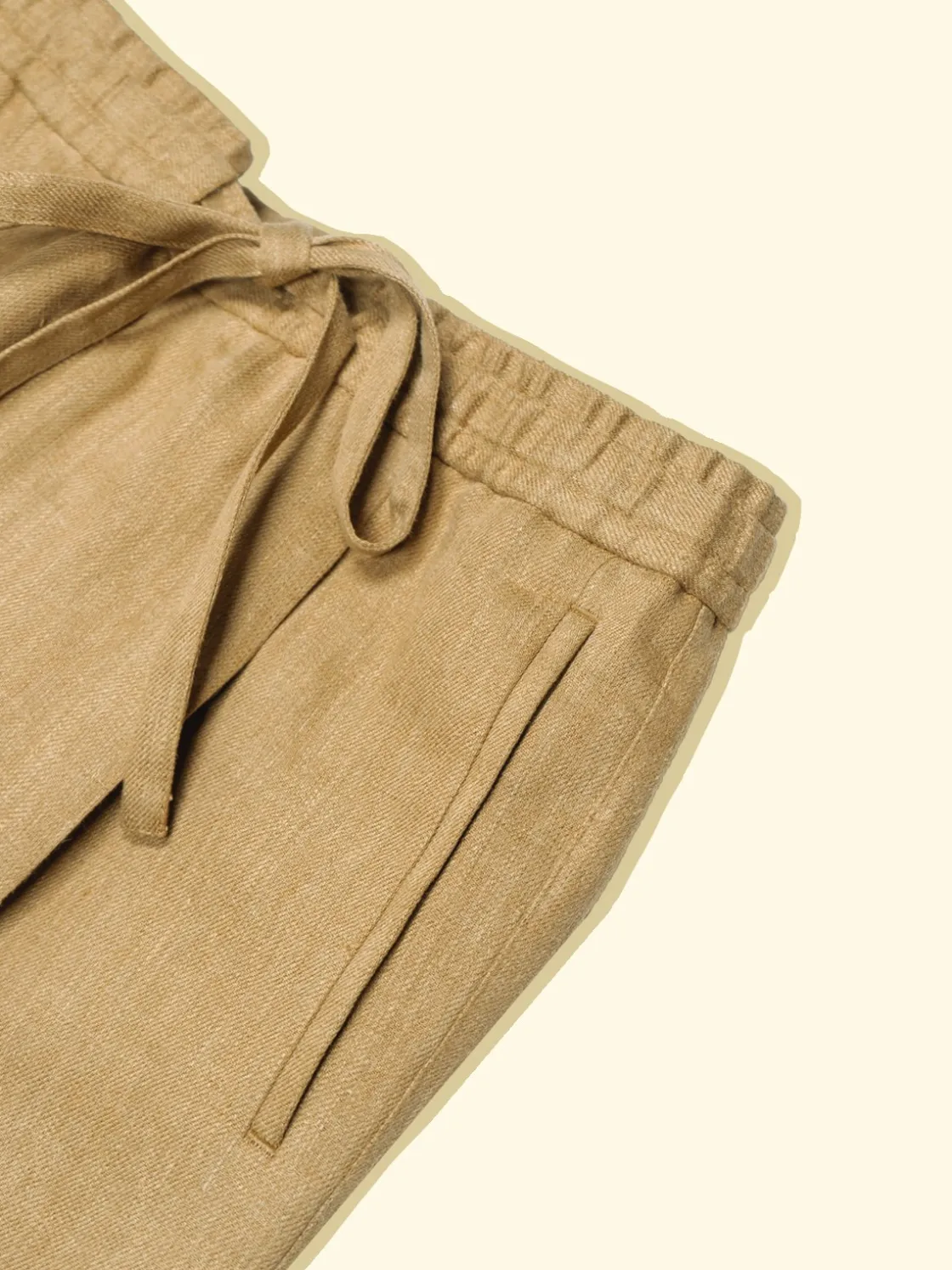 Fashion The Anthology Linen Drawstring Trousers - Honey