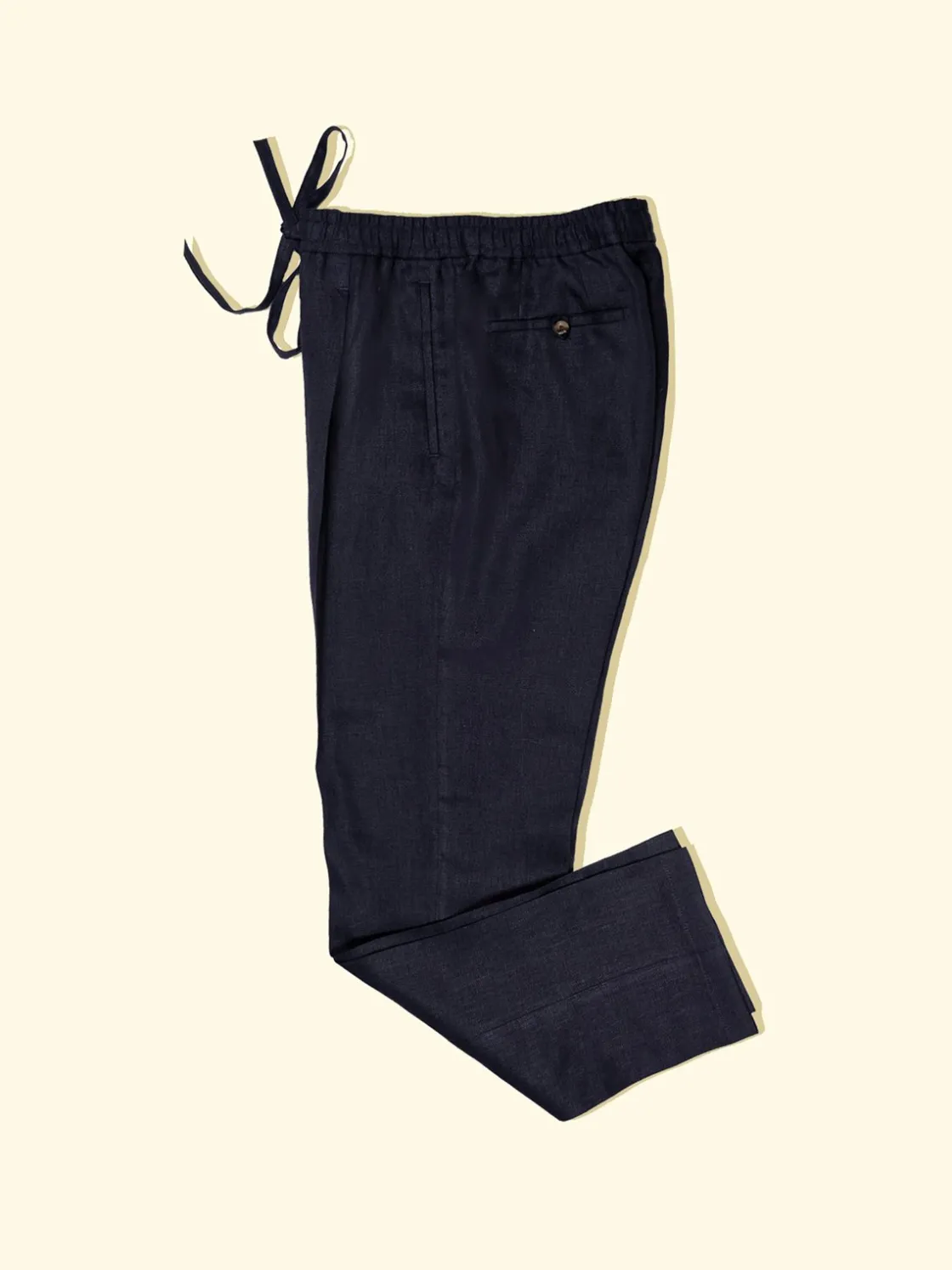 Shop The Anthology Linen Drawstring Trousers - Navy