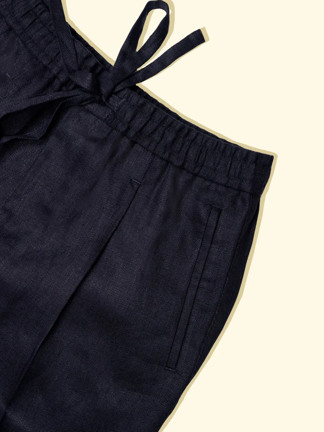 Shop The Anthology Linen Drawstring Trousers - Navy