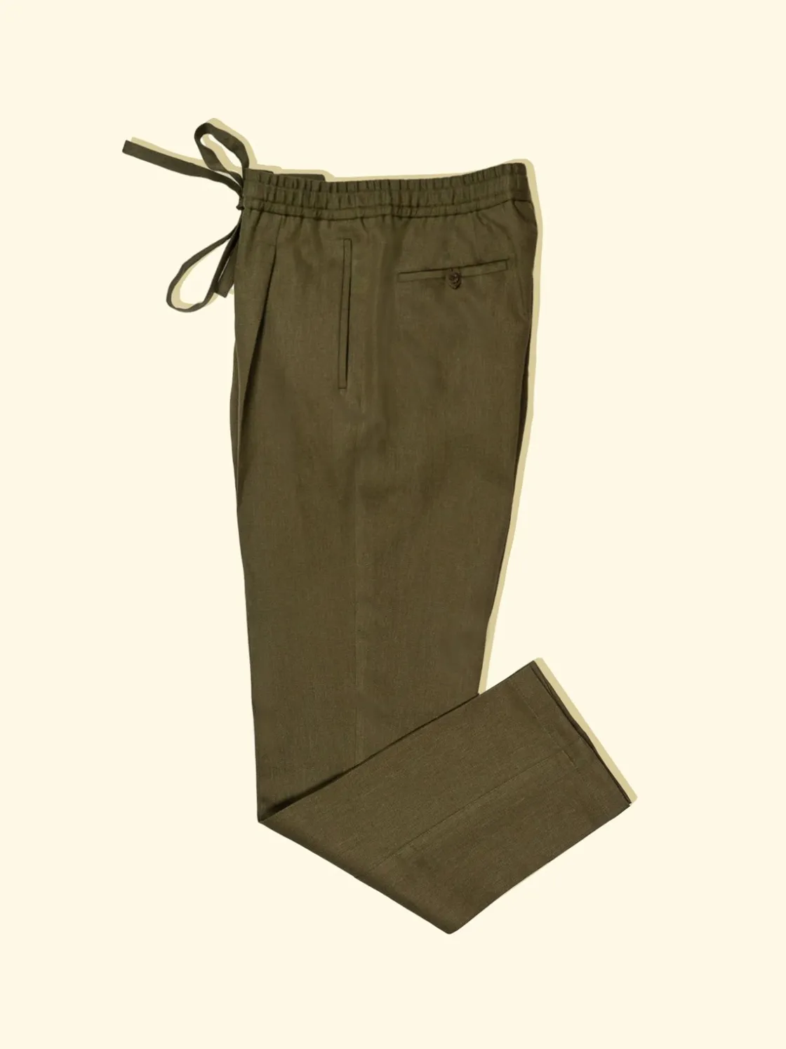 New The Anthology Linen Drawstring Trousers - Olive