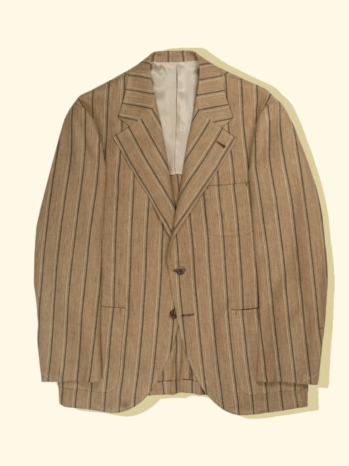 Best The Anthology Linen/Cotton Blazer - Dark Beige/Ink Boating Stripes