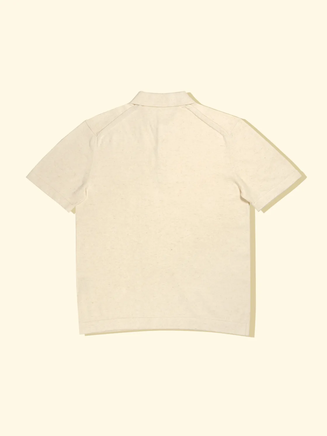 Best Sale The Anthology Linen/Cotton Knitted Short Sleeve Polo - Oatmeal