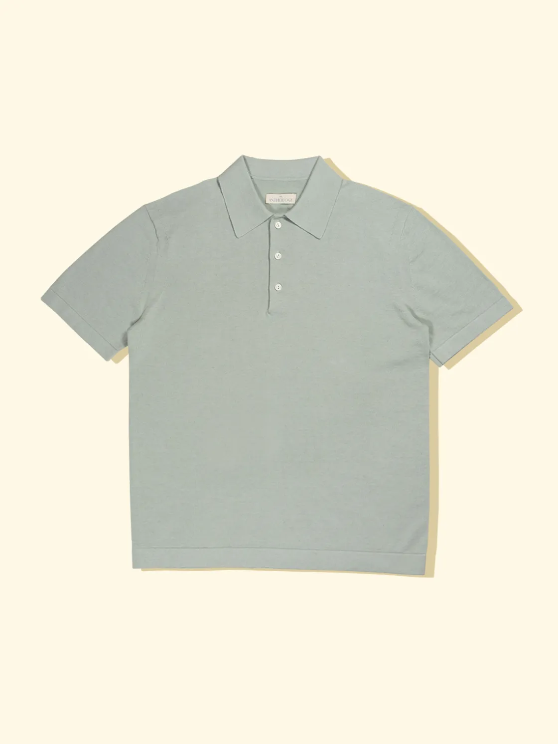 Flash Sale The Anthology Linen/Cotton Knitted Short Sleeve Polo - Seafoam Green