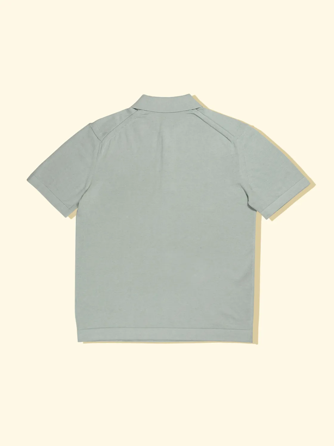 Flash Sale The Anthology Linen/Cotton Knitted Short Sleeve Polo - Seafoam Green