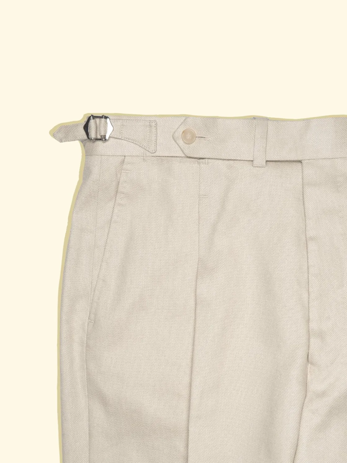 Best The Anthology Linen/Cotton Twill Pleated Trousers - Cream