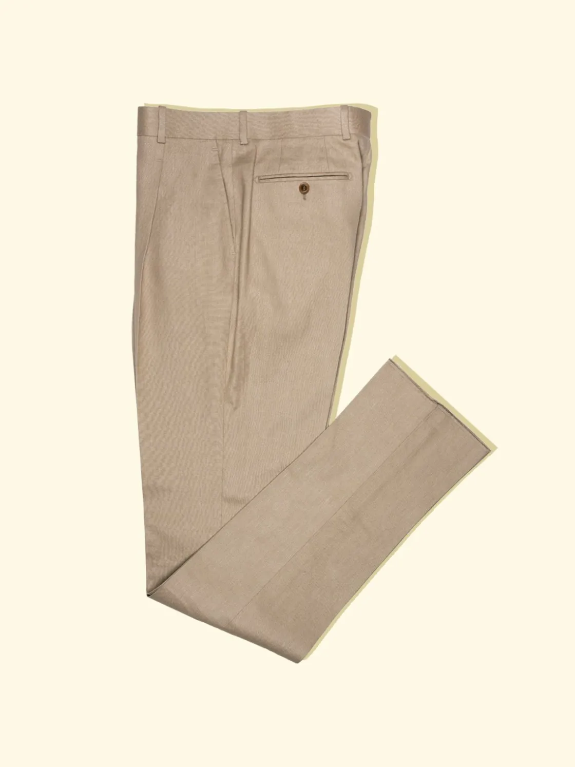 Flash Sale The Anthology Linen/Cotton Twill Pleated Trousers - Honey