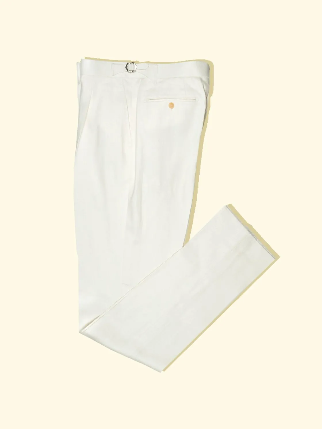 Fashion The Anthology Linen/Cotton Twill Pleated Trousers - White