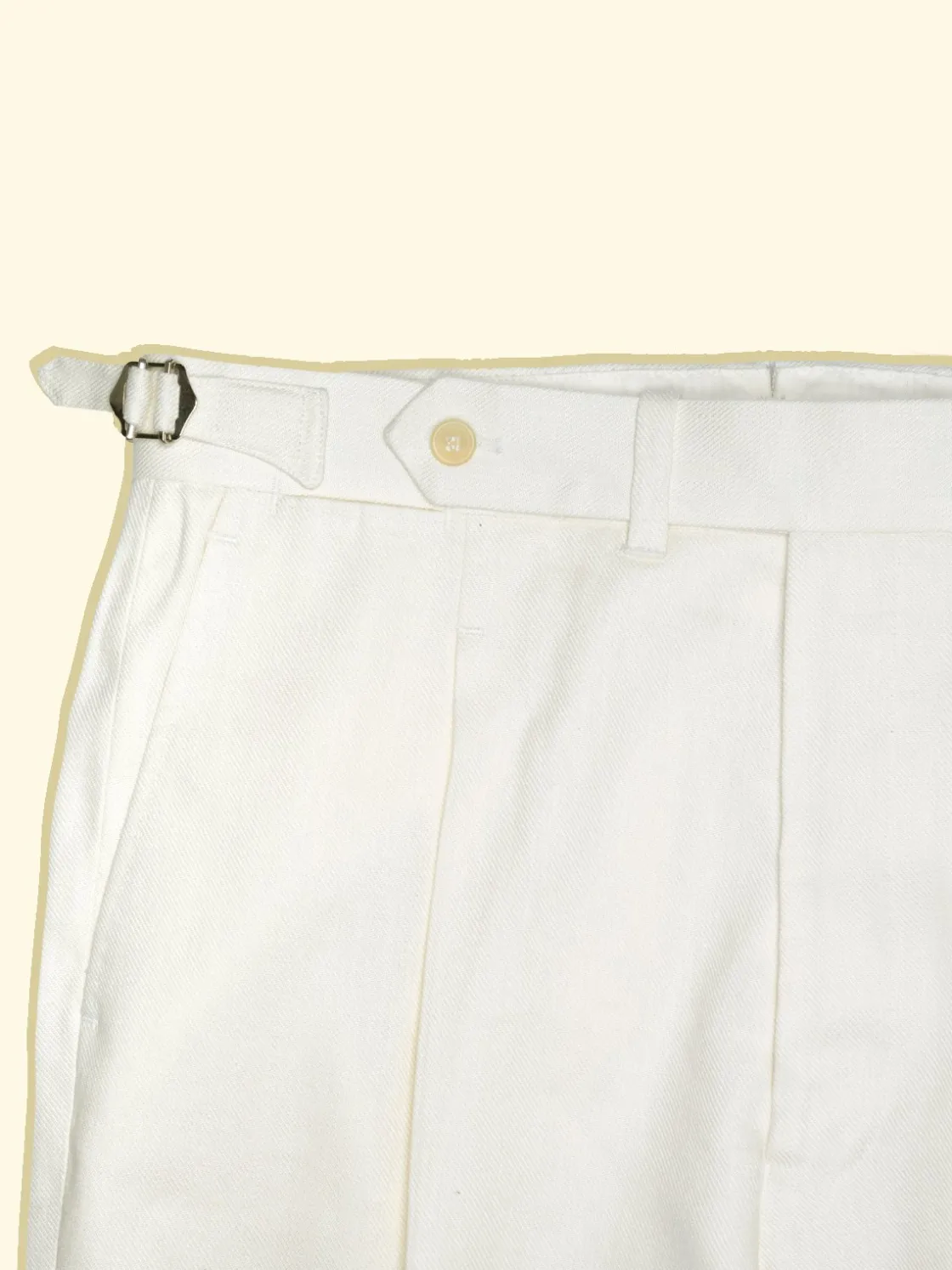 Fashion The Anthology Linen/Cotton Twill Pleated Trousers - White