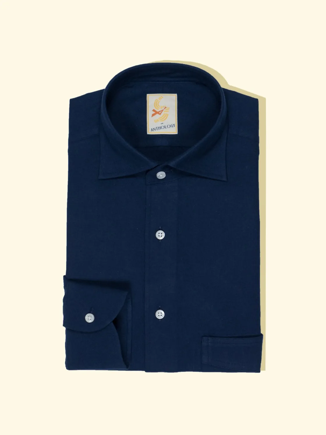 Sale The Anthology Navy Flanneled Cotton Shirt