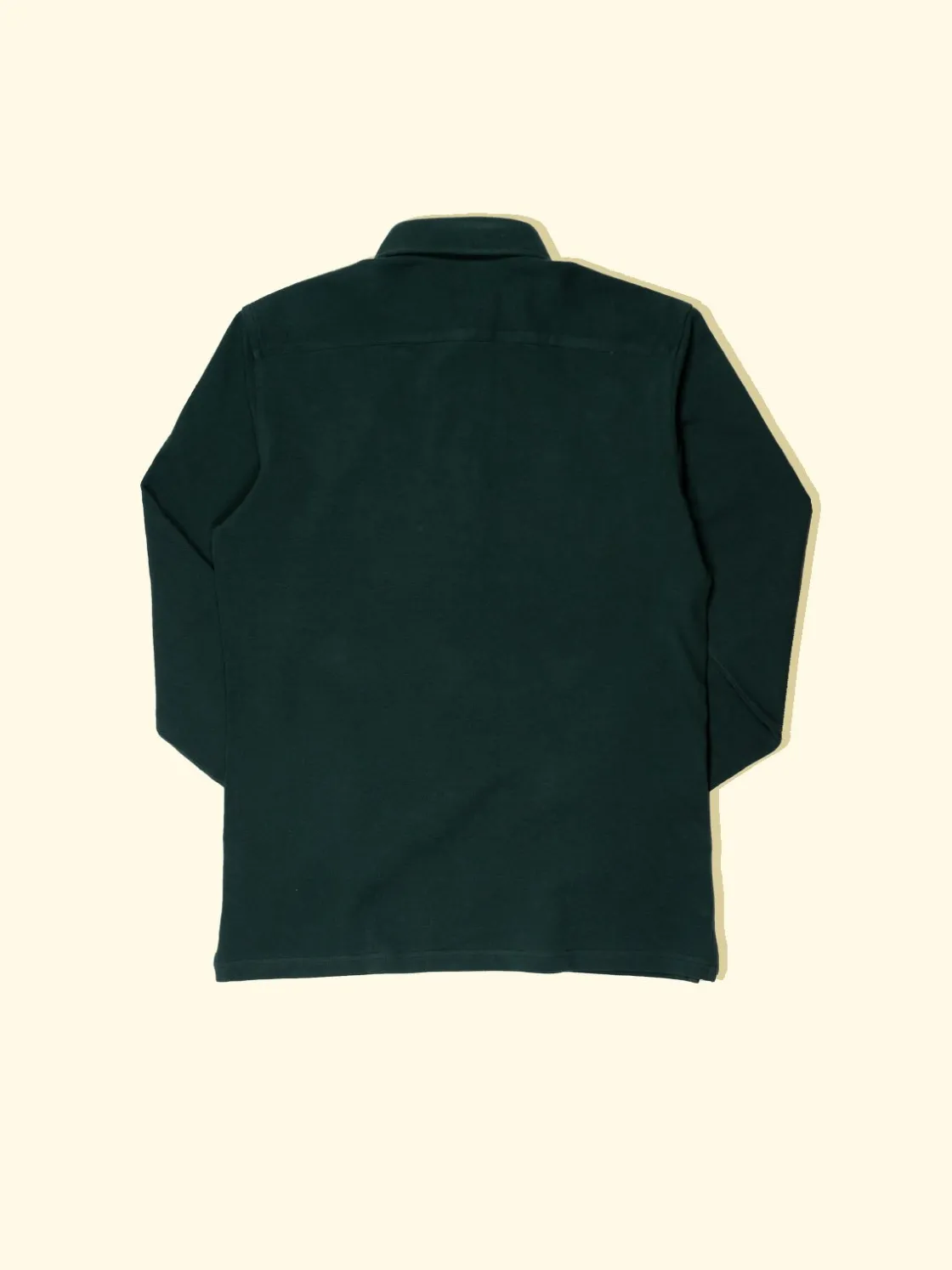 Store The Anthology Pique Long Sleeve Spread Collar Polo - Forest Green