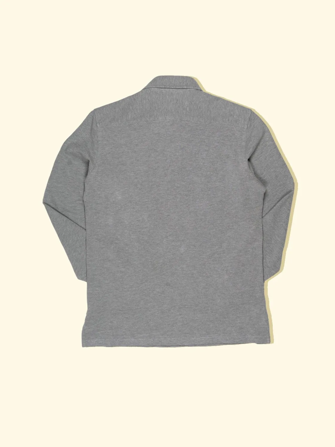 Clearance The Anthology Pique Long Sleeve Spread Collar Polo - Heather Grey