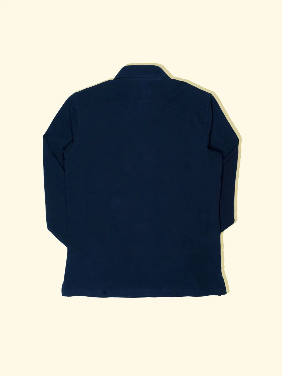 Cheap The Anthology Pique Long Sleeve Spread Collar Polo - Navy