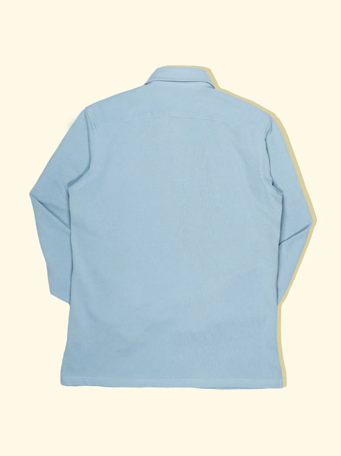 Store The Anthology Pique Long Sleeve Spread Collar Polo - Sky Blue