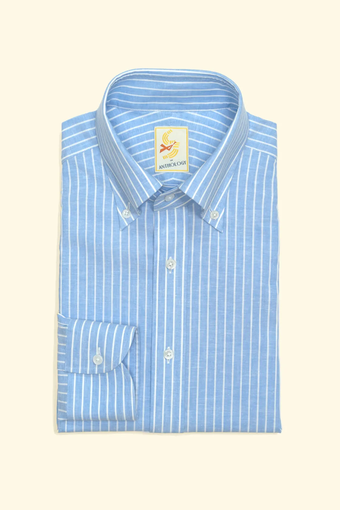 Best Sale The Anthology Reverse Striped Cotton/Linen Button-Down Shirt