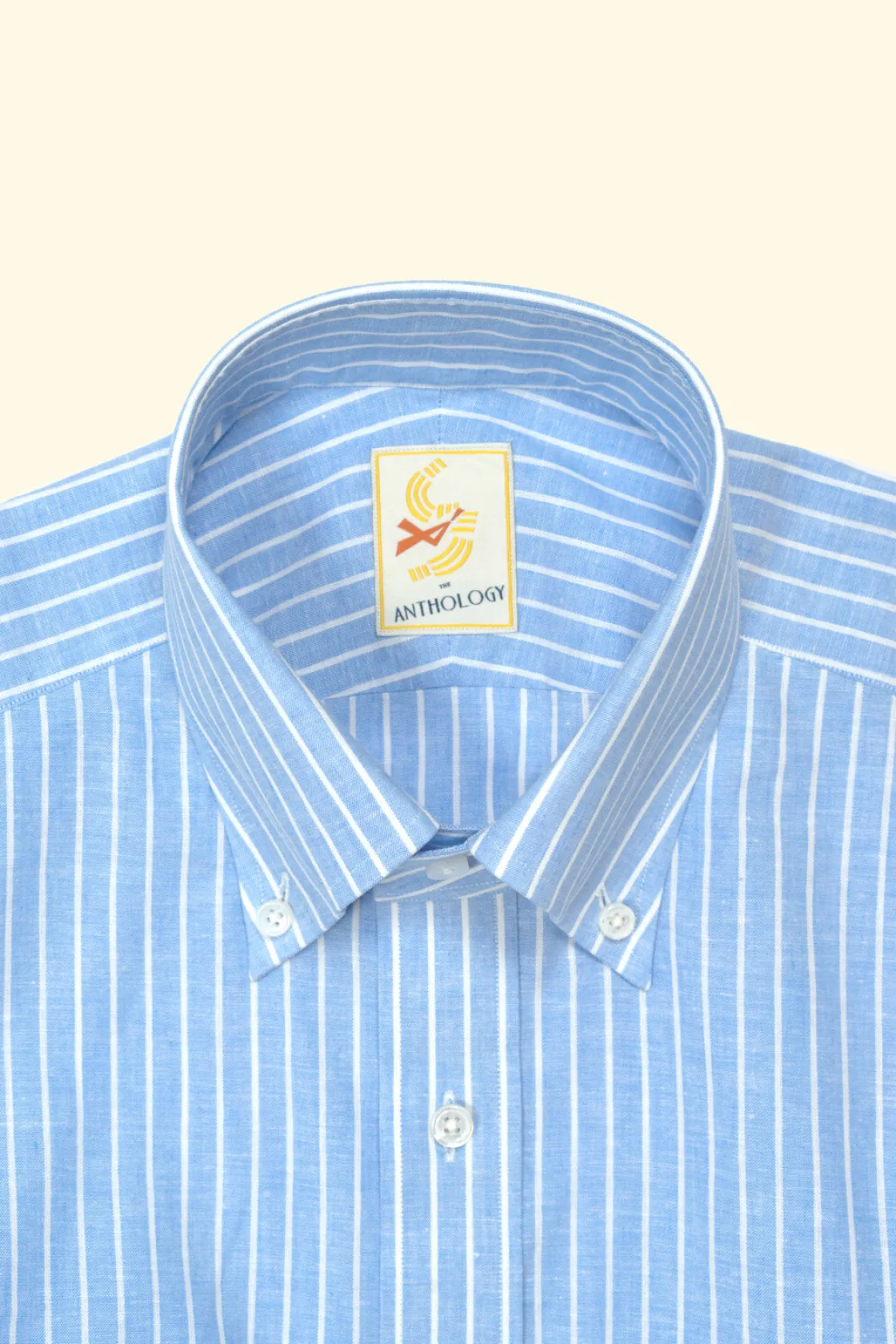 Best Sale The Anthology Reverse Striped Cotton/Linen Button-Down Shirt