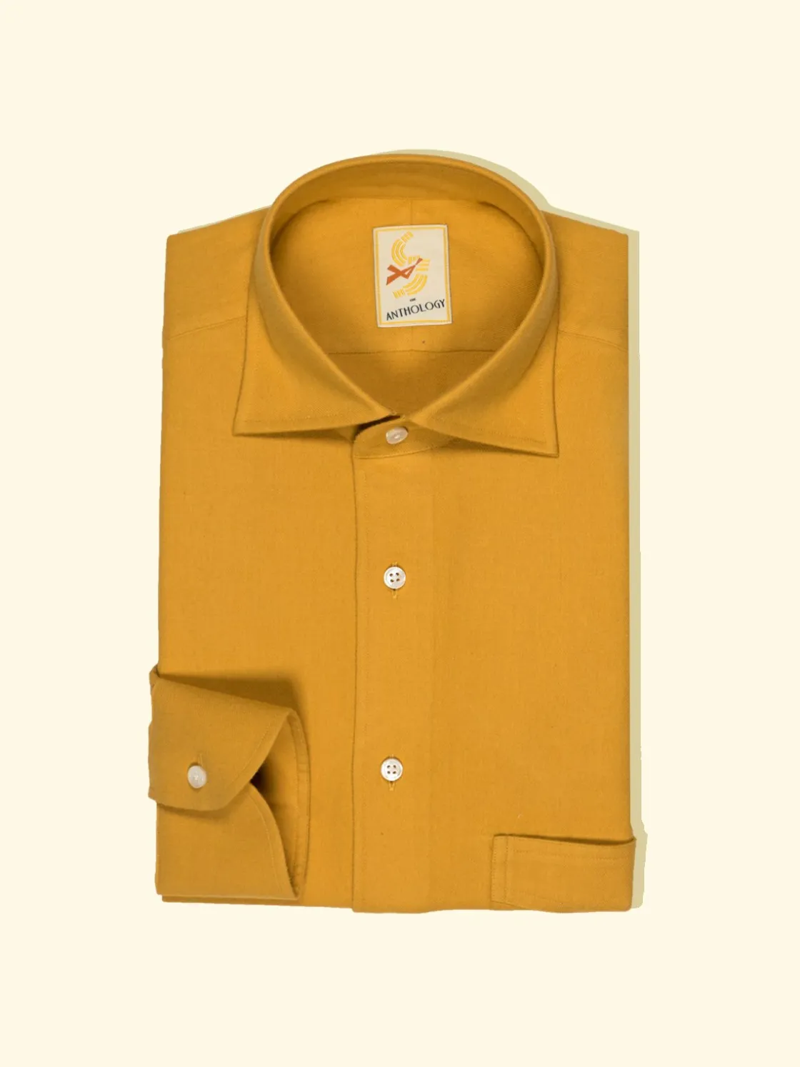 Flash Sale The Anthology Saffron Yellow Flanneled Cotton Shirt