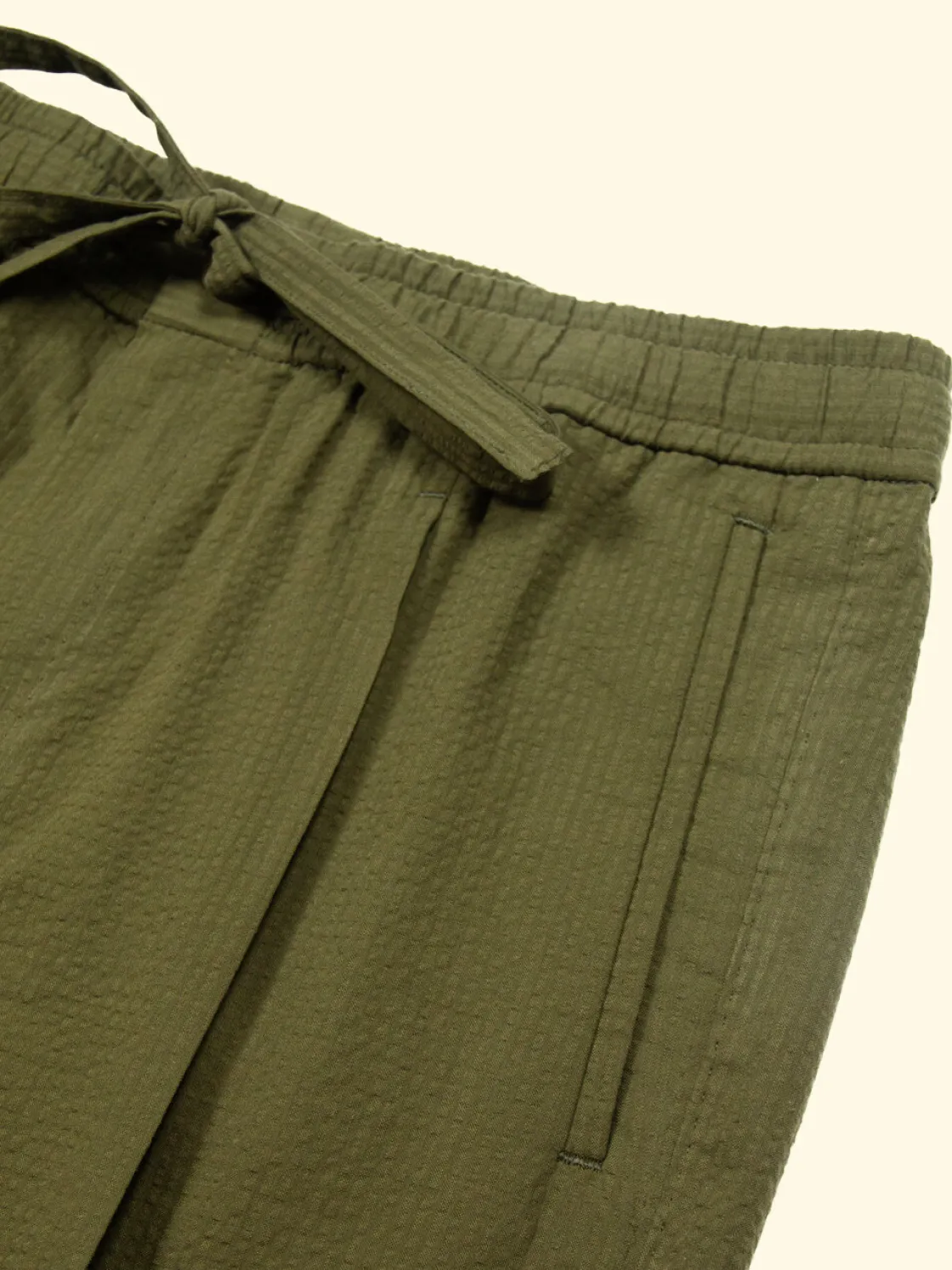 Store The Anthology Seersucker Drawstring Trousers - Pickle Green