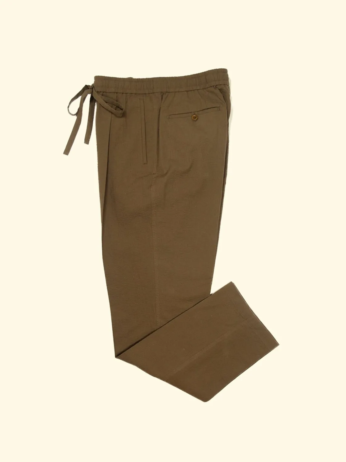 Fashion The Anthology Seersucker Drawstring Trousers - Tobacco