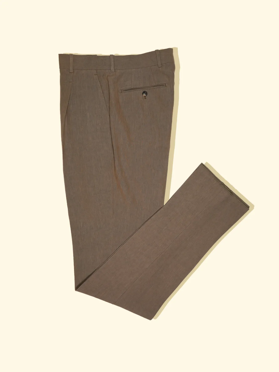 Shop The Anthology Sueded Linen Pleated Trousers - Cappuccino