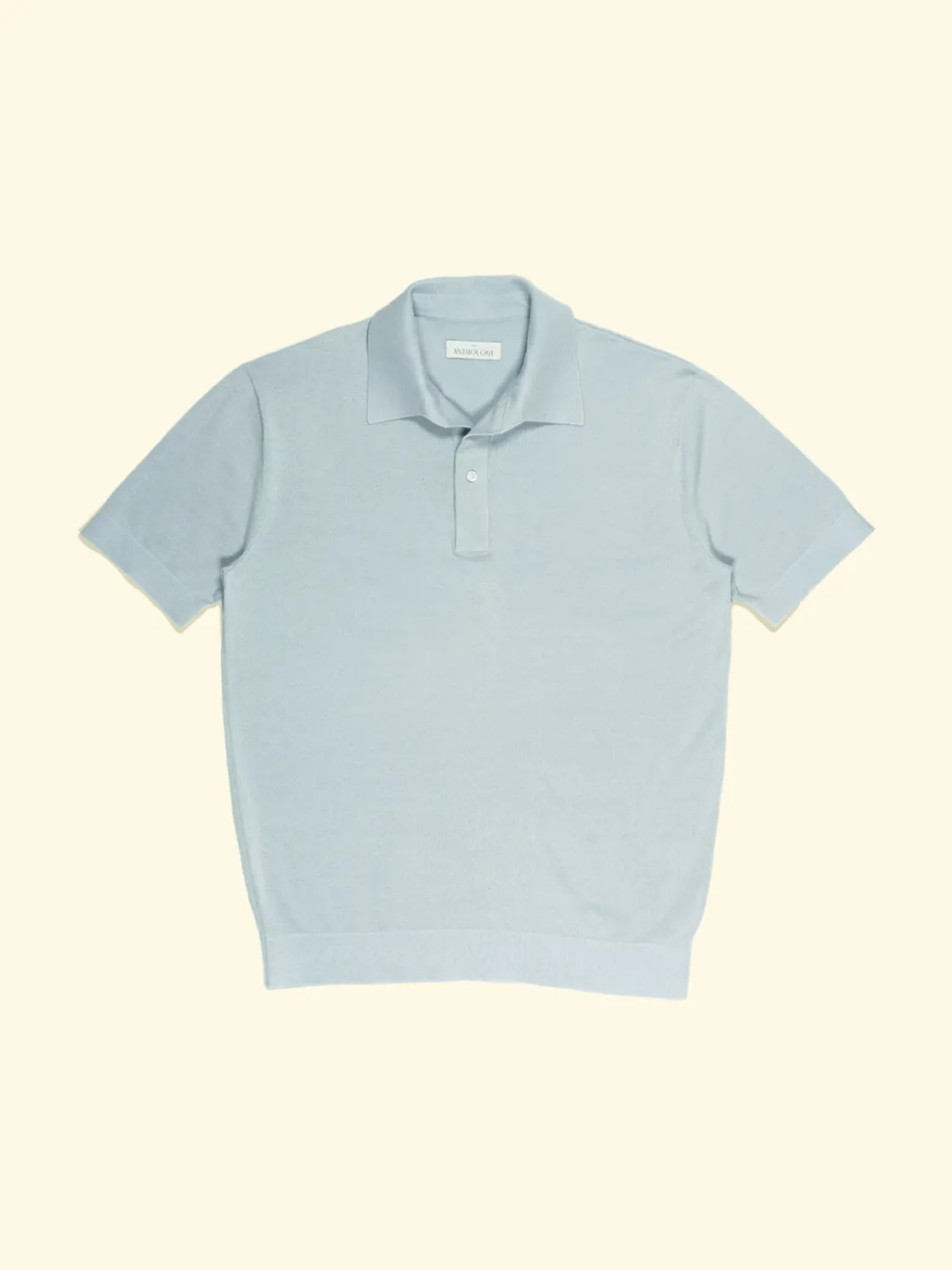 Store The Anthology Superfine Knitted Short Sleeve Polo - Powder Blue