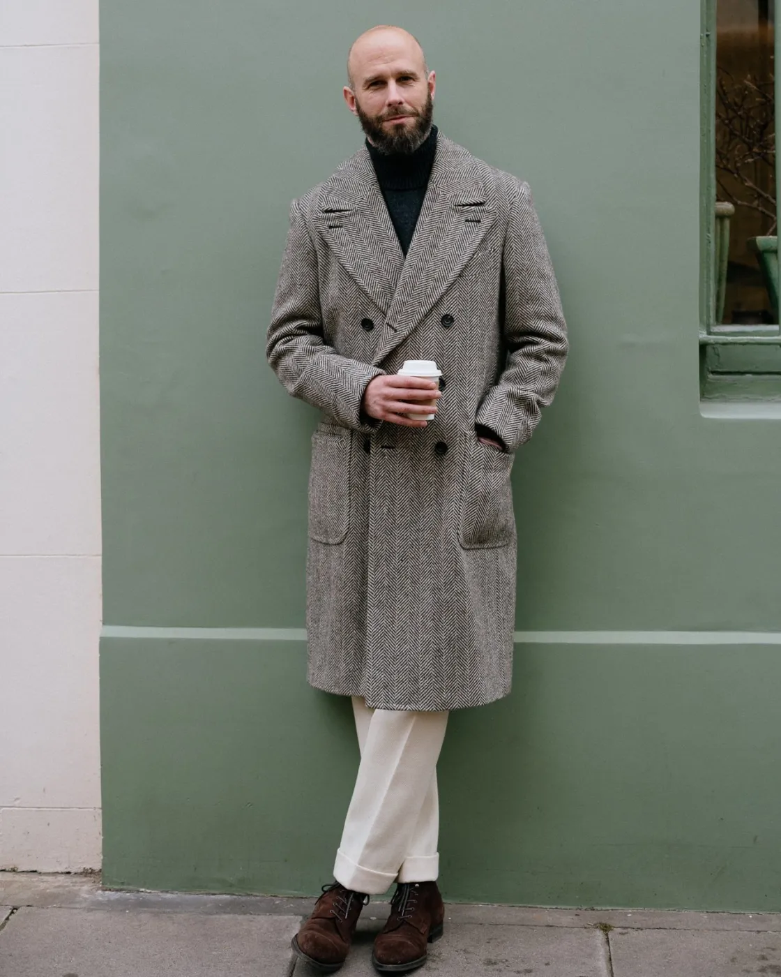 New The Anthology x Permanent Style Polo Coat - Herringbone Donegal Tweed