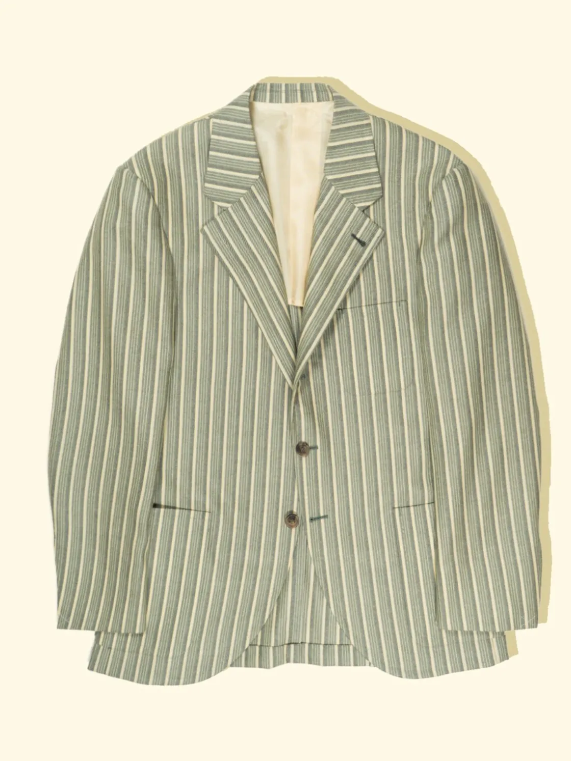 Fashion The Anthology Wool Blazer - Pale Green/Yellow Boating Stripes