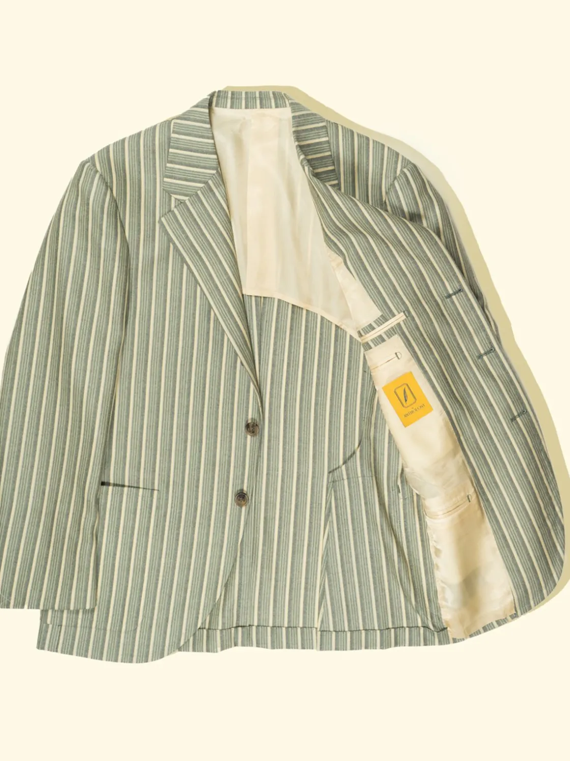 Fashion The Anthology Wool Blazer - Pale Green/Yellow Boating Stripes